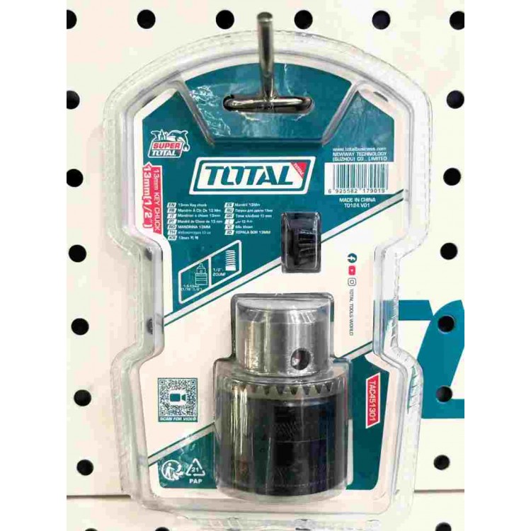 Birlikde dowam edýäris. Ine, siziň täze strukturanyza laýyklykda TAC451301 kody baradaky ähli maglumatlar: Doly ady: TOTAL 13mm açarly drel patrony
Birlikde dowam edýäris. Ine, siziň täze strukturanyza laýyklykda TAC451301 kody baradaky ähli maglumatlar: Doly ady: TOTAL 13mm açarly drel patrony