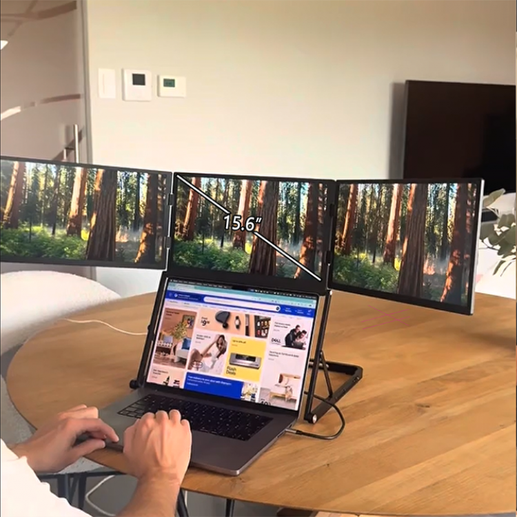 Üçlü ekran Monitor15.6 ''FHD 2K IPS Ultra ince ekran HDMI/USB-C tak-çalıştır PC ekran katlanabilir dizüstü oyun monitörü
